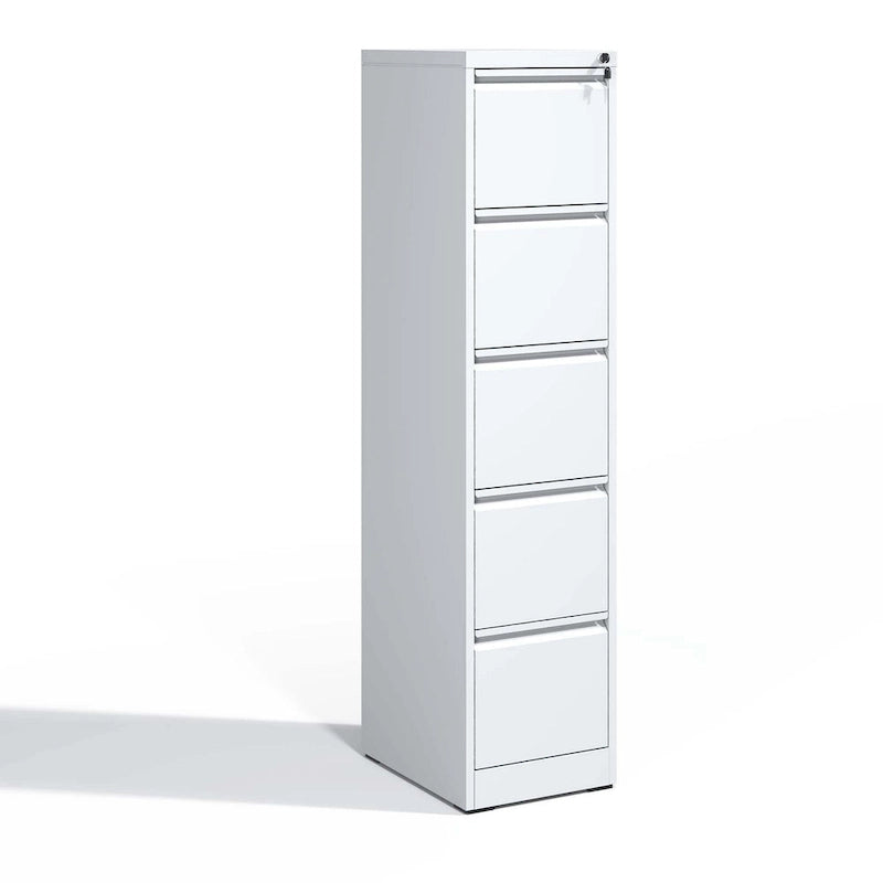 Classeur vertical en acier blanc à 5 tiroirs avec serrure, pour 1 utilisateur, bureau à domicile
