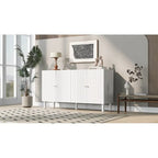 Bahut ondulé à 4 portes avec pieds cylindriques Bleu marine / Vert clair / Noir / Blanc, 1 pièce