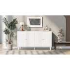 Bahut ondulé à 4 portes avec pieds cylindriques Bleu marine / Vert clair / Noir / Blanc, 1 pièce