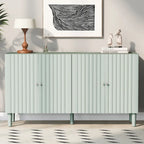 Bahut ondulé à 4 portes avec pieds cylindriques Bleu marine / Vert clair / Noir / Blanc, 1 pièce