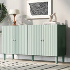 Bahut ondulé à 4 portes avec pieds cylindriques Bleu marine / Vert clair / Noir / Blanc, 1 pièce