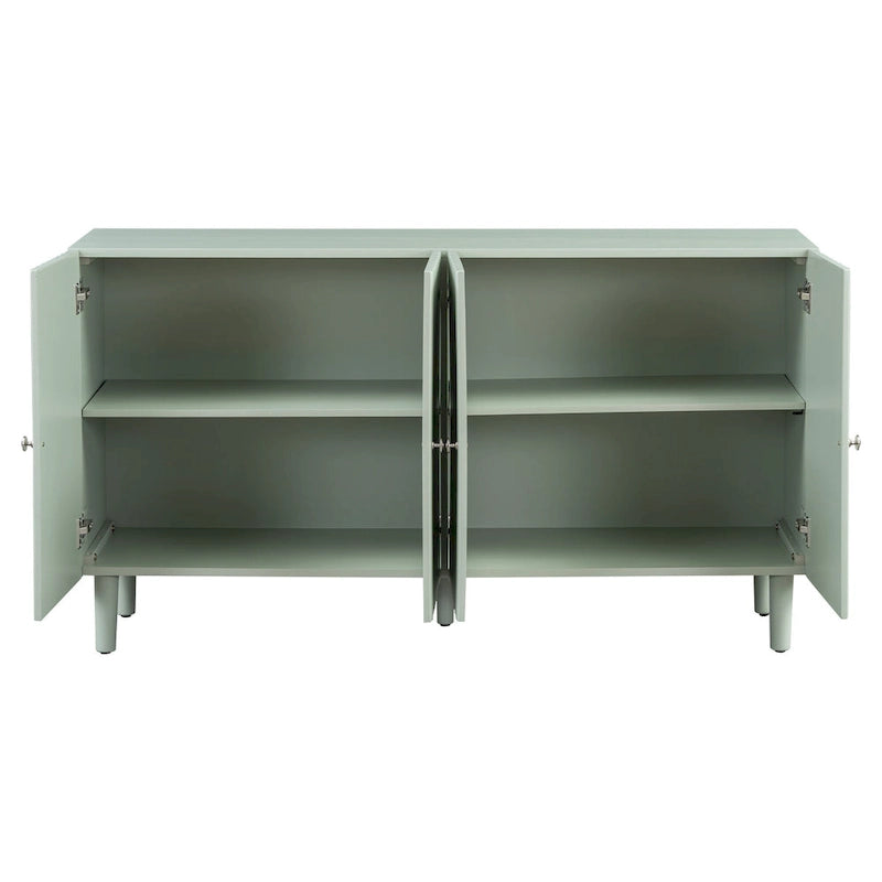 Bahut ondulé à 4 portes avec pieds cylindriques Bleu marine / Vert clair / Noir / Blanc, 1 pièce