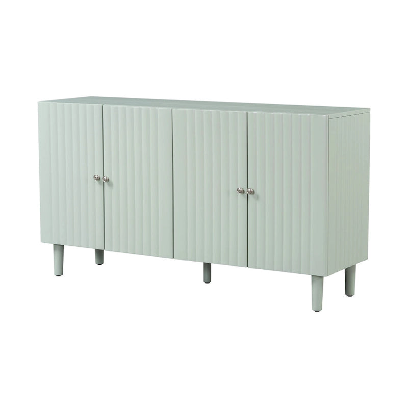 Bahut ondulé à 4 portes avec pieds cylindriques Bleu marine / Vert clair / Noir / Blanc, 1 pièce