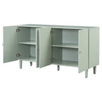 Bahut ondulé à 4 portes avec pieds cylindriques Bleu marine / Vert clair / Noir / Blanc, 1 pièce