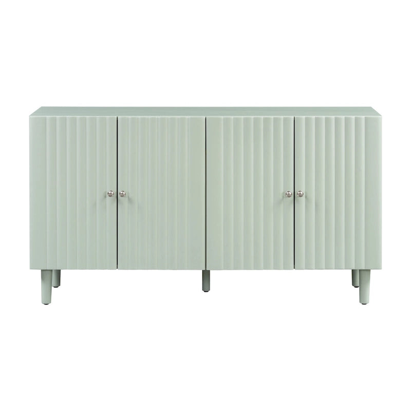 Bahut ondulé à 4 portes avec pieds cylindriques Bleu marine / Vert clair / Noir / Blanc, 1 pièce