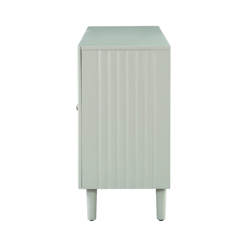 Bahut ondulé à 4 portes avec pieds cylindriques Bleu marine / Vert clair / Noir / Blanc, 1 pièce