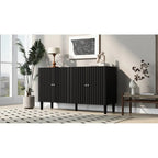 Bahut ondulé à 4 portes avec pieds cylindriques Bleu marine / Vert clair / Noir / Blanc, 1 pièce