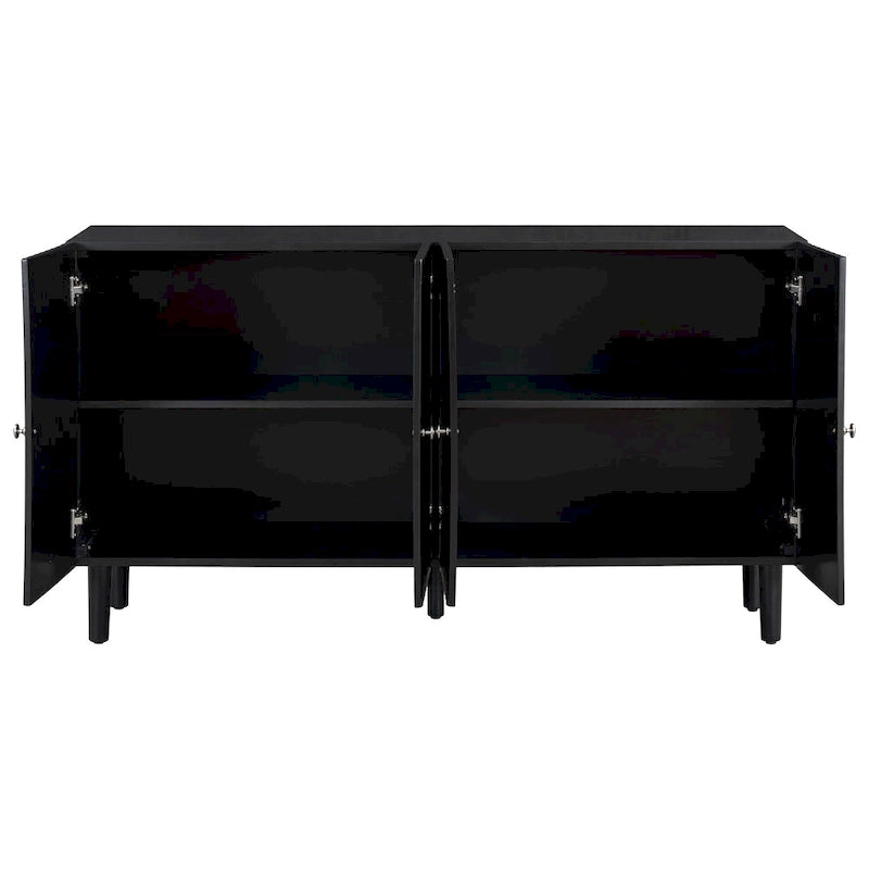 Bahut ondulé à 4 portes avec pieds cylindriques Bleu marine / Vert clair / Noir / Blanc, 1 pièce