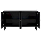 Bahut ondulé à 4 portes avec pieds cylindriques Bleu marine / Vert clair / Noir / Blanc, 1 pièce