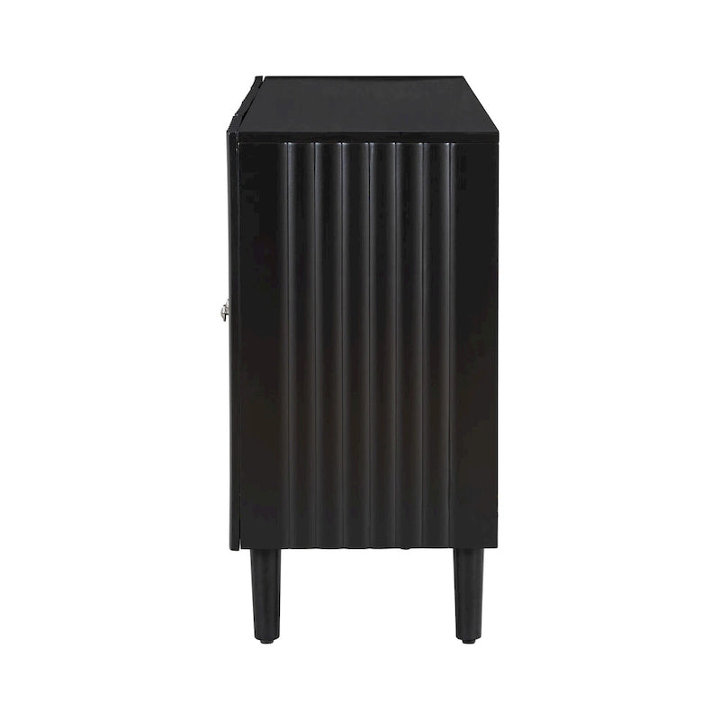 Bahut ondulé à 4 portes avec pieds cylindriques Bleu marine / Vert clair / Noir / Blanc, 1 pièce