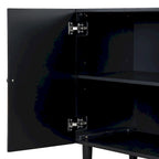 Bahut ondulé à 4 portes avec pieds cylindriques Bleu marine / Vert clair / Noir / Blanc, 1 pièce