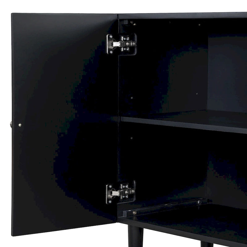 Bahut ondulé à 4 portes avec pieds cylindriques Bleu marine / Vert clair / Noir / Blanc, 1 pièce
