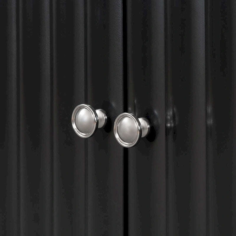 Bahut ondulé à 4 portes avec pieds cylindriques Bleu marine / Vert clair / Noir / Blanc, 1 pièce