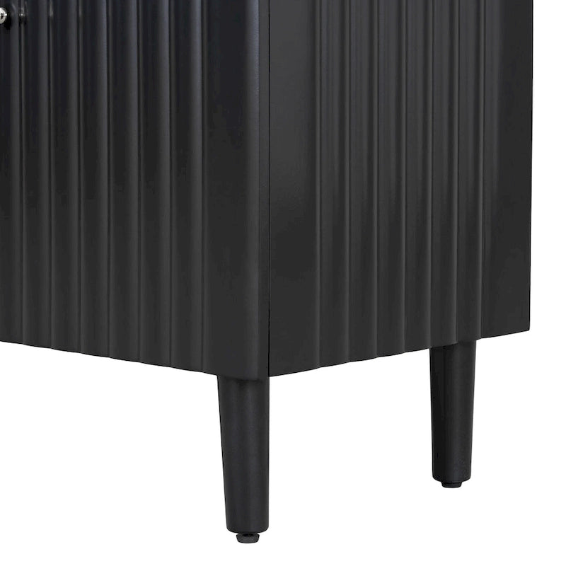 Bahut ondulé à 4 portes avec pieds cylindriques Bleu marine / Vert clair / Noir / Blanc, 1 pièce