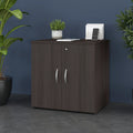 Armoire de rangement de bureau 2 portes gris orage / blanc avec serrure – Utilisateur unique