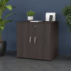 Armoire de rangement de bureau 2 portes gris orage / blanc avec serrure – Utilisateur unique