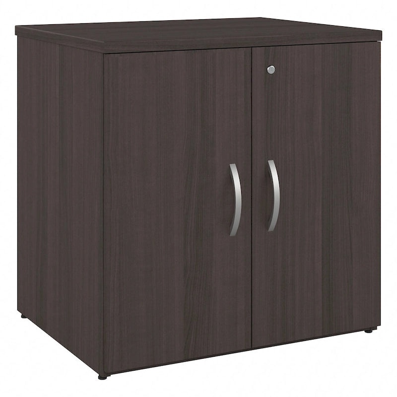 Armoire de rangement de bureau 2 portes gris orage / blanc avec serrure – Utilisateur unique