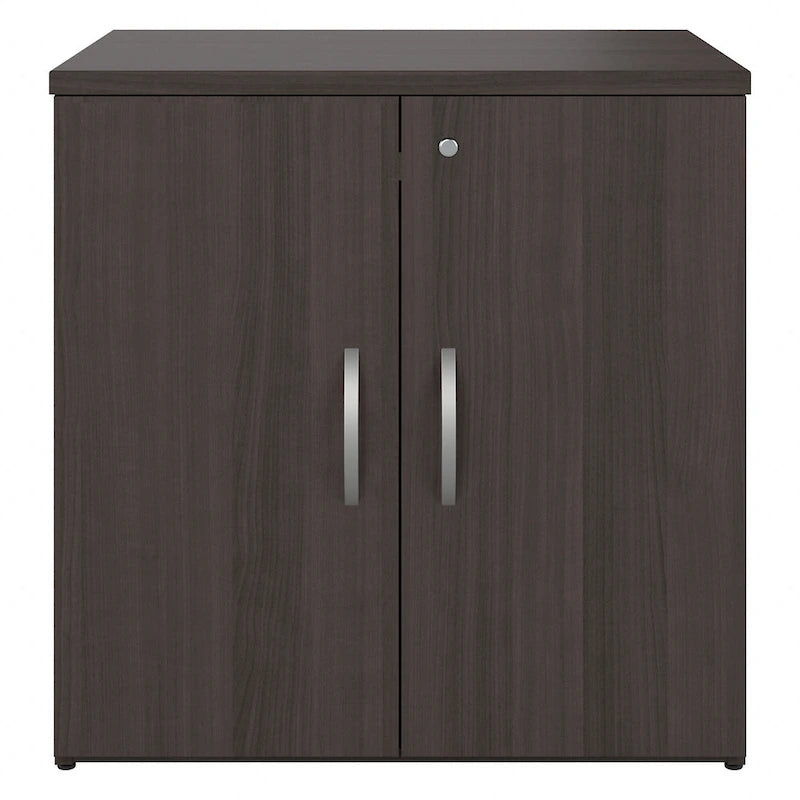 Armoire de rangement de bureau 2 portes gris orage / blanc avec serrure – Utilisateur unique