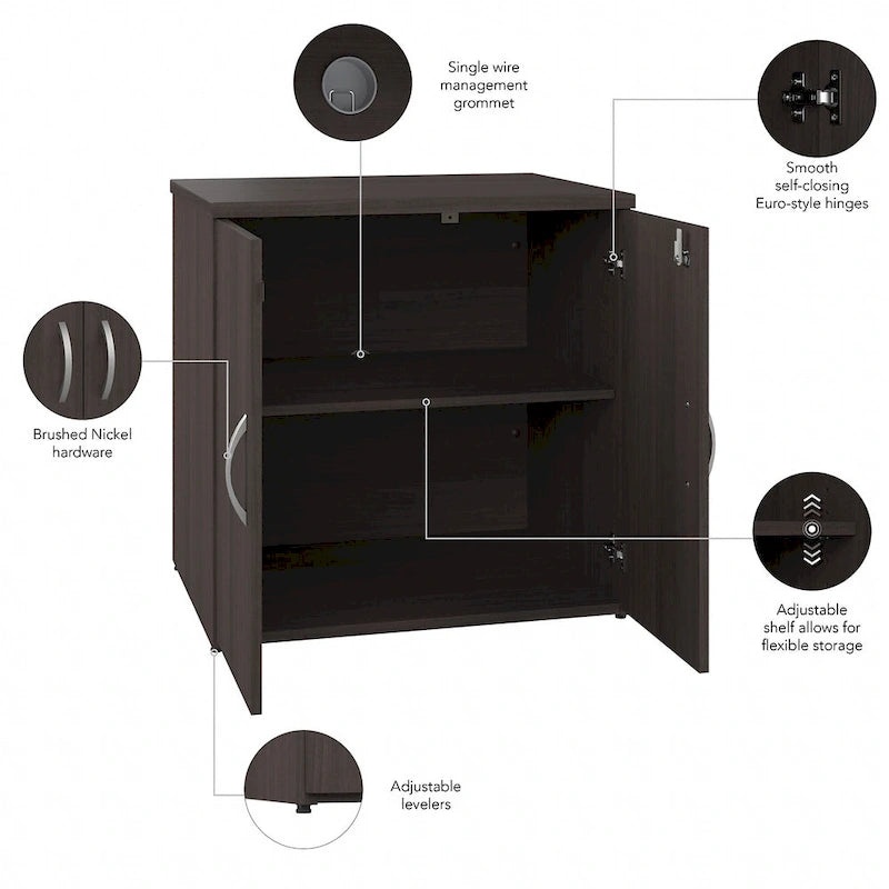 Armoire de rangement de bureau 2 portes gris orage / blanc avec serrure – Utilisateur unique