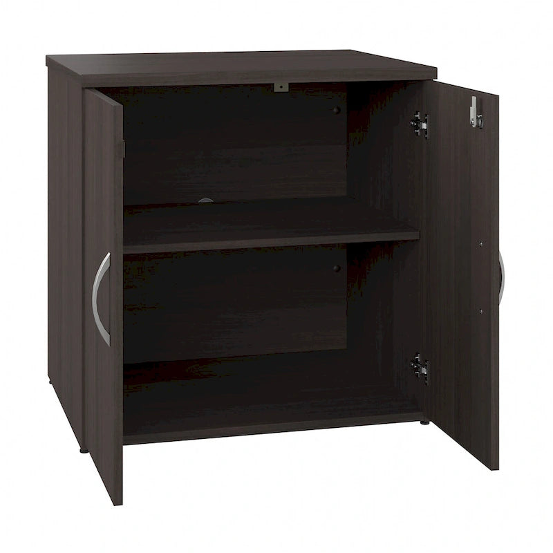 Armoire de rangement de bureau 2 portes gris orage / blanc avec serrure – Utilisateur unique