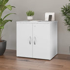 Armoire de rangement de bureau 2 portes gris orage / blanc avec serrure – Utilisateur unique