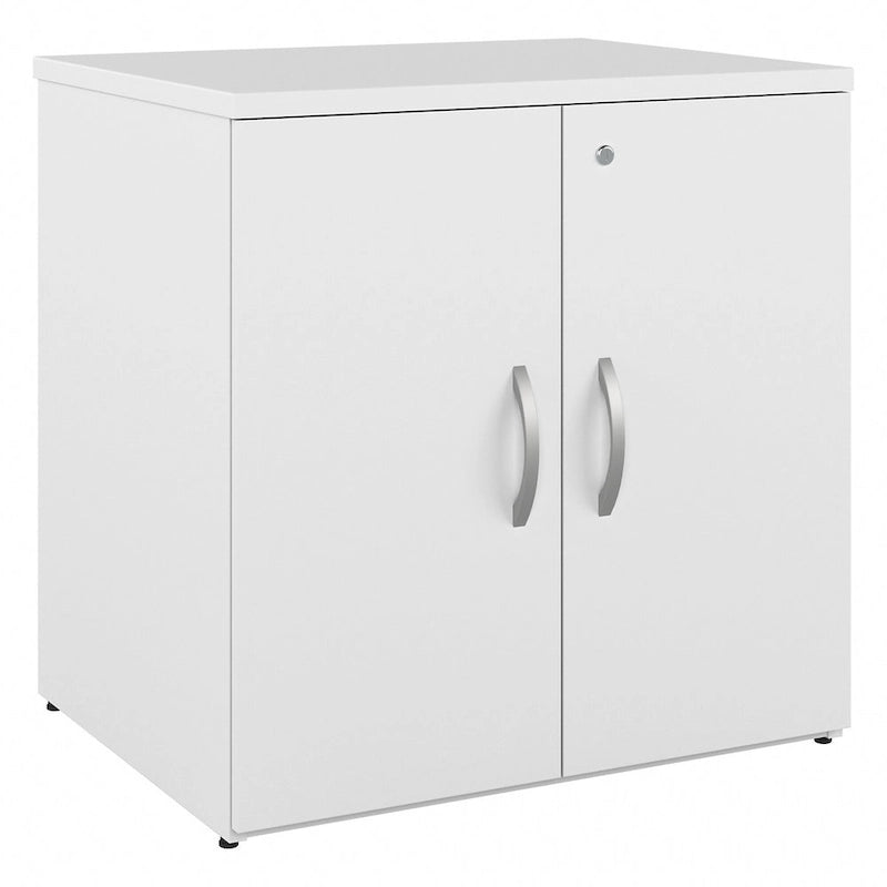 Armoire de rangement de bureau 2 portes gris orage / blanc avec serrure – Utilisateur unique