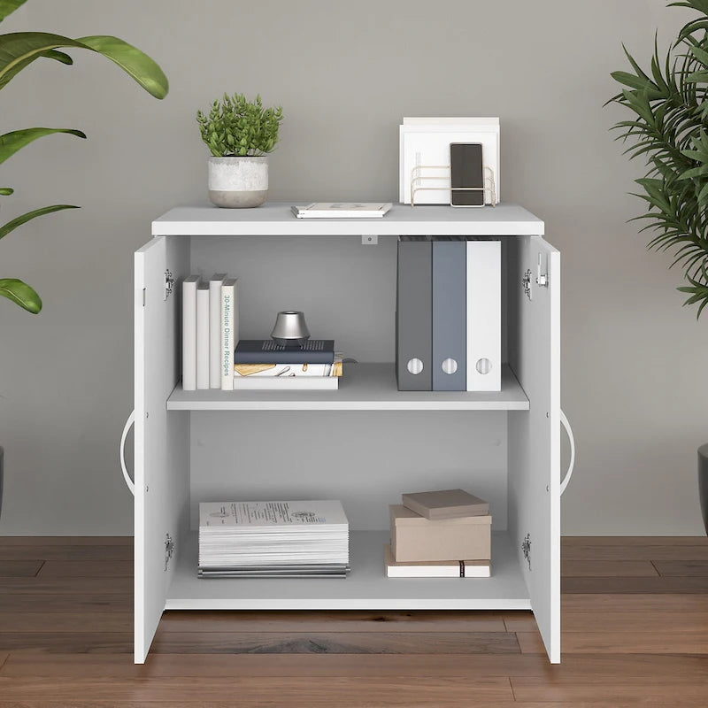 Armoire de rangement de bureau 2 portes gris orage / blanc avec serrure – Utilisateur unique