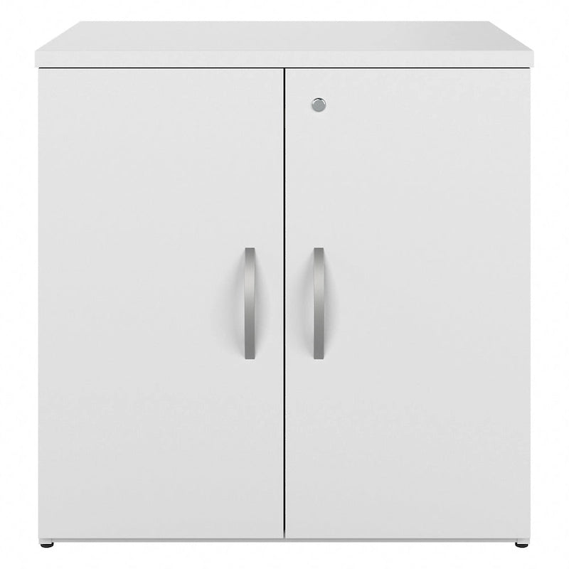 Armoire de rangement de bureau 2 portes gris orage / blanc avec serrure – Utilisateur unique