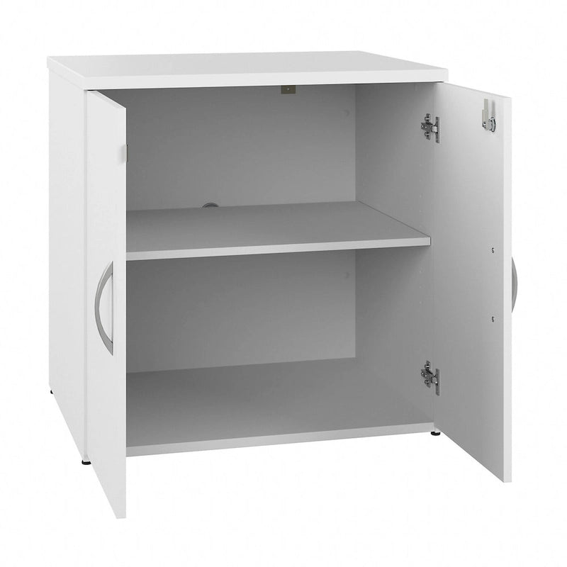 Armoire de rangement de bureau 2 portes gris orage / blanc avec serrure – Utilisateur unique