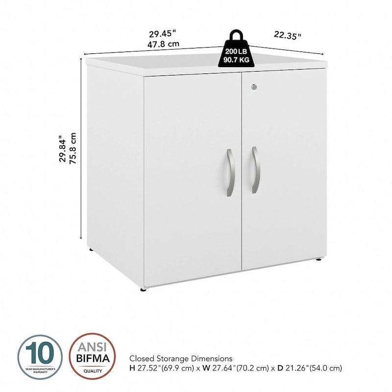 Armoire de rangement de bureau 2 portes gris orage / blanc avec serrure – Utilisateur unique