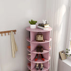 Meuble à chaussures rotatif à 360° Rose – 6 niveaux, 24 paires