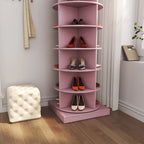 Meuble à chaussures rotatif à 360° Rose – 6 niveaux, 24 paires