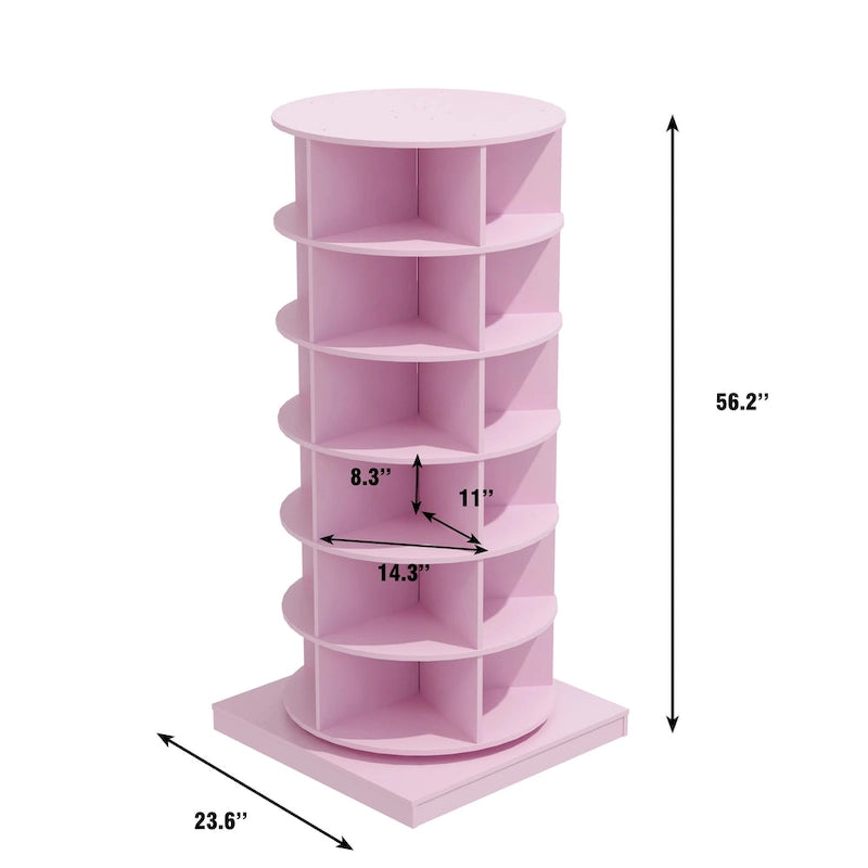 Meuble à chaussures rotatif à 360° Rose – 6 niveaux, 24 paires