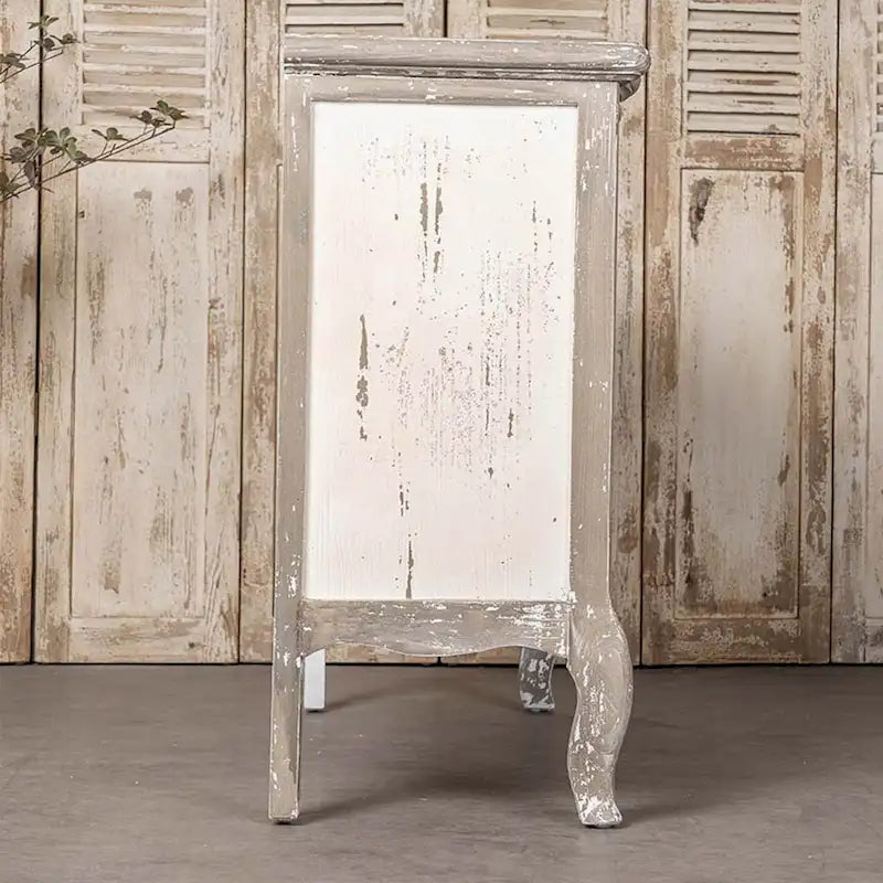 Meuble de rangement en bois brun vieilli à deux tiroirs