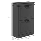 Meuble à chaussures étroit à portes basculantes noir/blanc – 2 tiroirs, capacité 10 paires