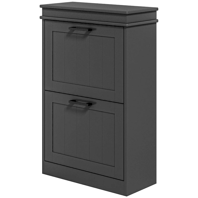 Meuble à chaussures étroit à portes basculantes noir/blanc – 2 tiroirs, capacité 10 paires