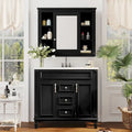 Meuble-lavabo autoportant noir simple avec miroir, 36 pouces