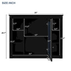 Meuble-lavabo autoportant noir simple avec miroir, 36 pouces