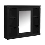 Meuble-lavabo autoportant noir simple avec miroir, 36 pouces