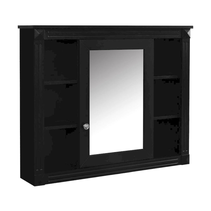 Meuble-lavabo autoportant noir simple avec miroir, 36 pouces