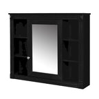 Meuble-lavabo autoportant noir simple avec miroir, 36 pouces