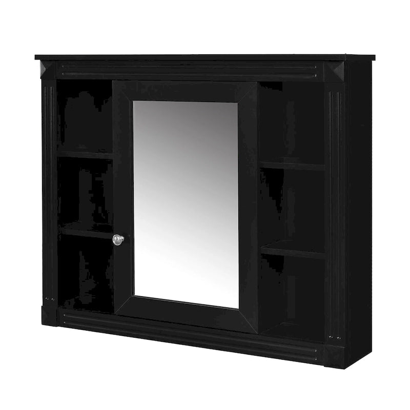 Meuble-lavabo autoportant noir simple avec miroir, 36 pouces