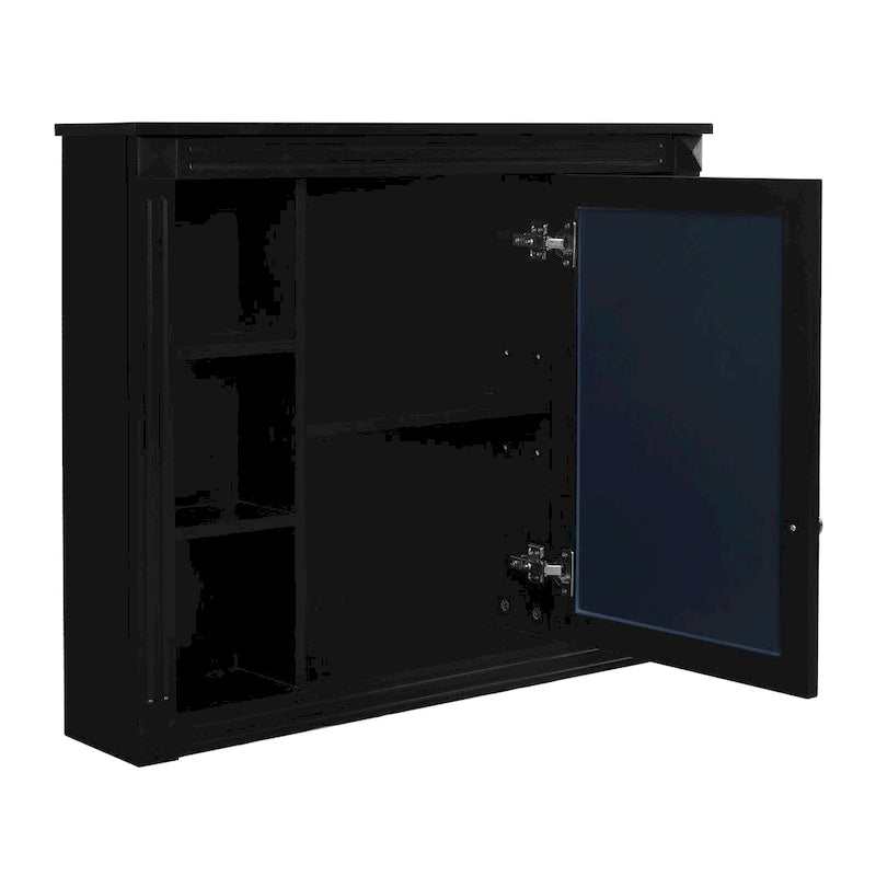 Meuble-lavabo autoportant noir simple avec miroir, 36 pouces