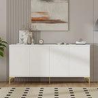 4 Doors Sideboard Buffet Cabinet with Carved Door Panels & Adjustable Shelves