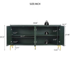 Bahut/buffet 4 portes vert olive et blanc avec panneaux sculptés