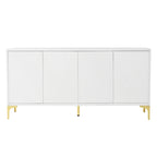 Bahut/buffet 4 portes vert olive et blanc avec panneaux sculptés