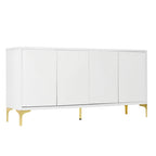 Bahut/buffet 4 portes vert olive et blanc avec panneaux sculptés