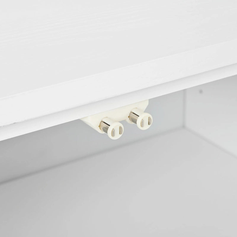 Bahut/buffet 4 portes vert olive et blanc avec panneaux sculptés