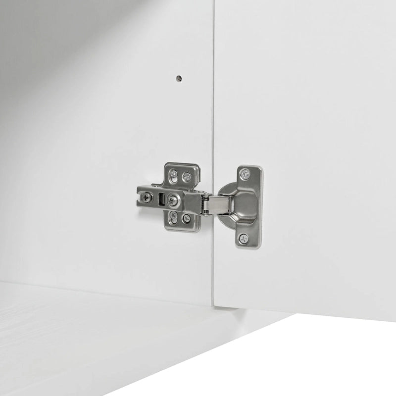 Bahut/buffet 4 portes vert olive et blanc avec panneaux sculptés