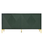 Bahut/buffet 4 portes vert olive et blanc avec panneaux sculptés